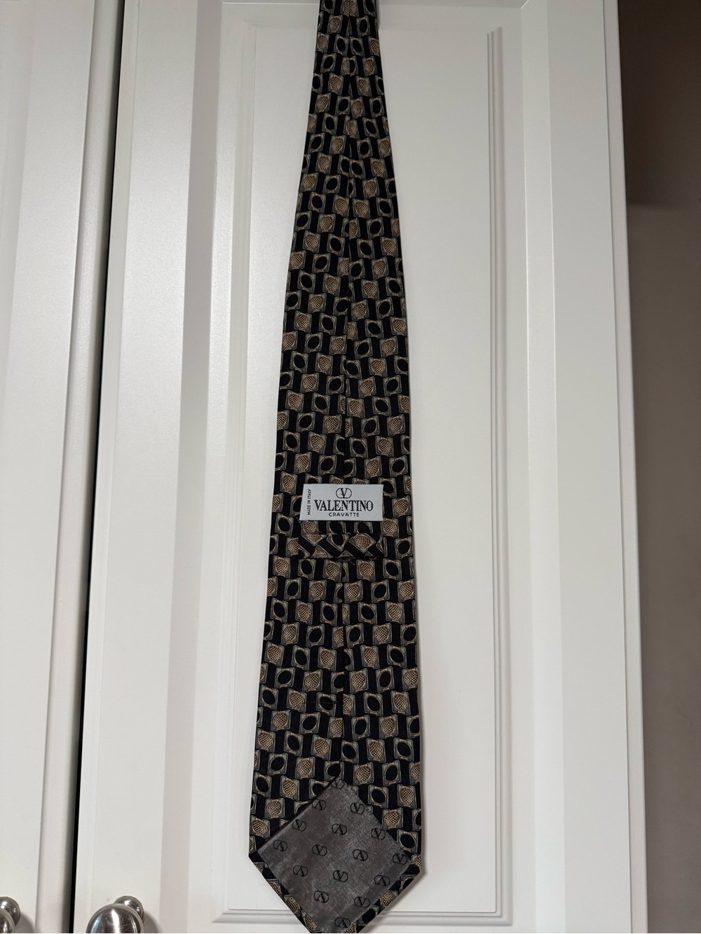 Vintage Valentino Cravatte Tie – Black, Gold & Brown